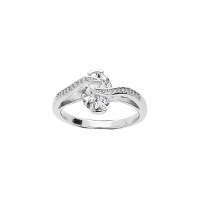 BAGUE ARGENT RHODIÉ OXYDE BLANC ET VOLUTE OXYDES BLANCS