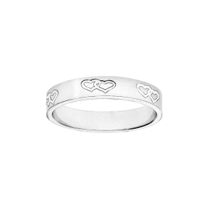 ALLIANCE ARGENT RHODIÉ RUBAN 4MM GRAVEE 2 COEURS ENTRELACES ALLIANCE ARGENT RHODIÉ RUBAN 4MM GRAVEE 2 COEURS ENTRELACES