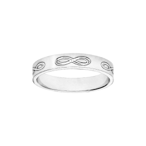 ALLIANCE RUBAN 4MM GRAVEE SYMBOLE INFINI ARGENT RHODIÉ