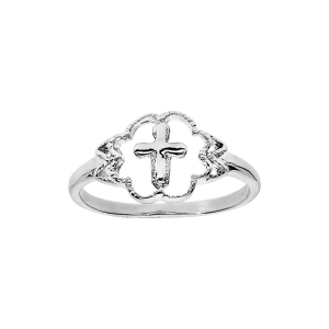 BAGUE ARGENT RHODIÉ AVEC CROIX