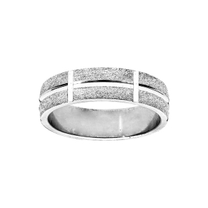 ALLIANCE ARGENT RHODIÉ RUBAN 6MM GRANITEE DIAMANTEE