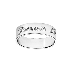 ALLIANCE ARGENT RHODIÉ RUBAN 6MM GRAVEE JAMAIS L'UN SANS L'AUTRE