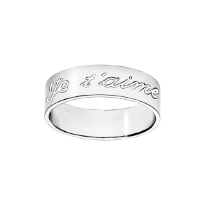 ALLIANCE ARGENT RHODIÉ RUBAN 6MM GRAVEE JE T'AIME