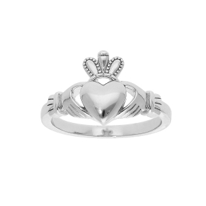 BAGUE ARGENT RHODIÉ CLADDAGH IRLANDE MODELE HOMME