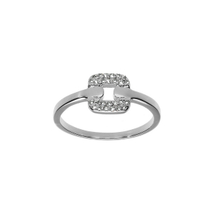 BAGUE ARGENT RHODIÉ CARRÉ OXYDES BLANCS SERTIS