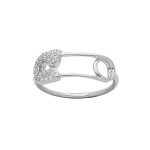 BAGUE ARGENT RHODIÉ MASSIF EPINGLE A NOURRICE OXYDES BLANCS SERTIS
