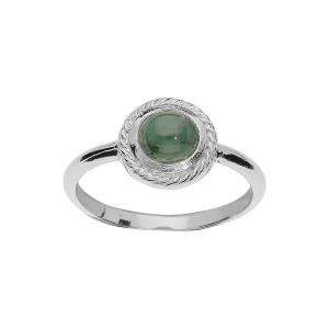 BAGUE ARGENT RHODIÉ CABOCHON JADE VERTE VERITABLE
