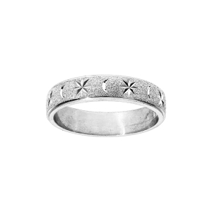ALLIANCE ARGENT RHODIÉ GRANITEE 4MM DIAMANTEE ETOILE