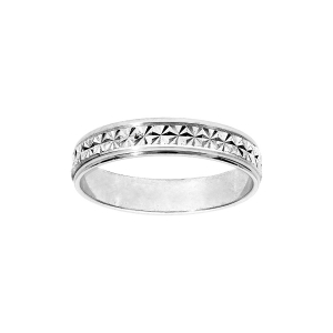 ALLIANCE ARGENT RHODIÉ 4MM DIAMANTEE ETOILE