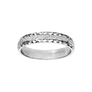 ALLIANCE ARGENT RHODIÉ 4MM GRANITEE ET DIAMANTEE