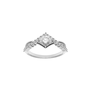 BAGUE PLAQUÉ OR SOLITAIRE OXYDE BLANC SERTI 5MM  AVEC POINTE OXYDES BLANCS