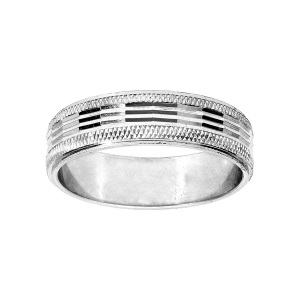 ALLIANCE ARGENT RHODIÉ 5MM DIAMANTEE