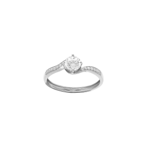 BAGUE ARGENT PLATINÉ OXYDES BLANCS SERTIS