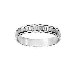 ALLIANCE ARGENT RHODIÉ 4MM DIAMANTEE