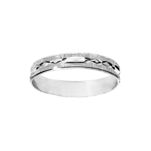 ALLIANCE ARGENT RHODIÉ 4MM DIAMANTEE CROISEE