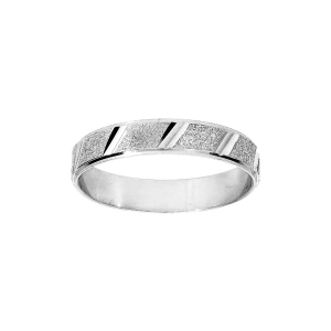 ALLIANCE ARGENT RHODIÉ 4MM GRANITÉ ET DIAMANTEE BIAIS