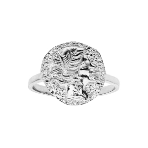 BAGUE ARGENT RHODIÉ MOTIF DEESSE GRECQUE FINITION ANTIQUE