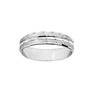 ALLIANCE ARGENT RHODIÉ 5MM GRANITÉE ET DIAMANTEE