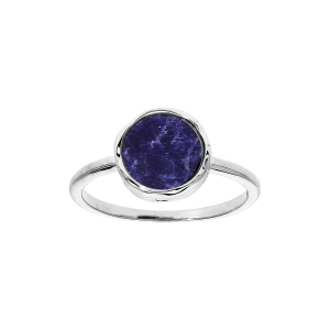 BAGUE ARGENT RHODIÉ FORME IRREGULIERE AVEC SODALITE VÉRITABLE