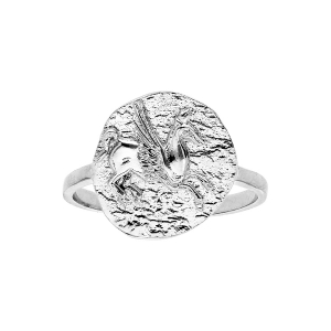 BAGUE ARGENT RHODIÉ MONNAIE GRECQUE CHEVAL AVEC AILE FINITION ANTIQUE