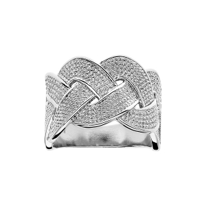 BAGUE ARGENT RHODIÉ LARGE TRESSE LISSE