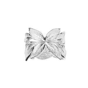 BAGUE ARGENT RHODIÉ LARGE FEUILLAGE