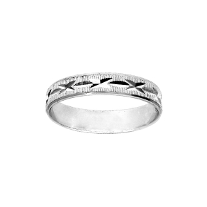 ALLIANCE ARGENT RHODIÉ 4MM DIAMANTEE X
