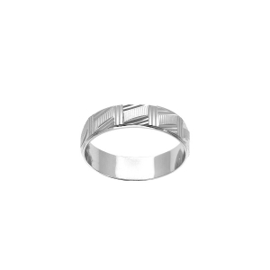 ALLIANCE ARGENT RHODIÉ 5MM DIAMANTEE QUADRILLAGE