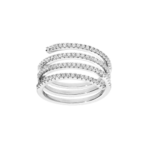 BAGUE ARGENT RHODIÉ ENROULEE  OXYDES BLANCS SERTIS