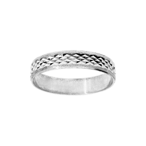 ALLIANCE ARGENT RHODIÉ 4MM DIAMANTEE X