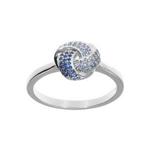 BAGUE ARGENT RHODIÉ 3 RUBANS DEGRADÉ OXYDES BLEU