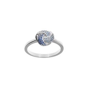 BAGUE ARGENT RHODIÉ 3 RUBANS DEGRADÉ OXYDES BLEU