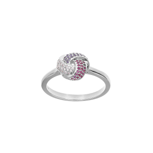 BAGUE ARGENT RHODIÉ 3 RUBANS DEGRADÉ OXYDES ROSE