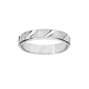 ALLIANCE ARGENT RHODIÉ 4MM DIAMANTEE STRIEE ET BIAIS