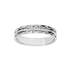 ALLIANCE ARGENT RHODIÉ 4MM DIAMANTEE