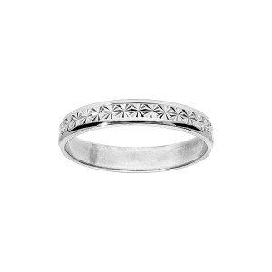 ALLIANCE ARGENT RHODIÉ 4MM DIAMANTEE ETOILES