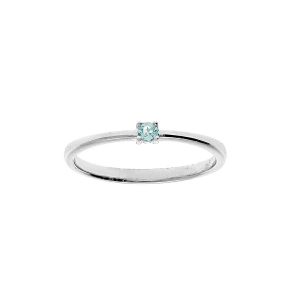 BAGUE ARGENT RHODIÉ PIERRE VÉRITABLE TOPAZE BLEU 2,5MM