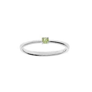 BAGUE ARGENT RHODIÉ PIERRE VÉRITABLE PÉRIDOT 2,5MM