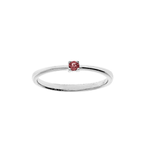 BAGUE ARGENT RHODIÉ PIERRE VÉRITABLE GRENAT 2,5MM