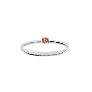 BAGUE ARGENT RHODIÉ PIERRE VÉRITABLE TOURMALINE ROSE 2,5MM