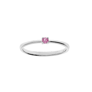 BAGUE ARGENT RHODIÉ PIERRE VÉRITABLE TOURMALINE ROSE 2,5MM