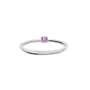 BAGUE ARGENT RHODIÉ PIERRE VÉRITABLE AMÉTHYSTE 2,5MM