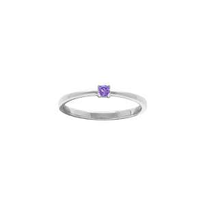 BAGUE ARGENT RHODIÉ PIERRE VÉRITABLE AMÉTHYSTE 2,5MM