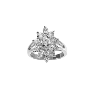 BAGUE ARGENT RHODIÉ MARQUISE OXYDES BLANCS