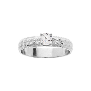 ALLIANCE ARGENT RHODIÉ 4MM DIAMANTÉE ETOILE SOLITAIRE OXYDE BLANC SERTI