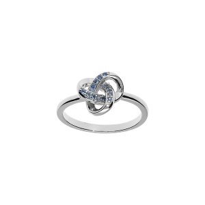 BAGUE ARGENT RHODIÉ NOEUD OXYDES BLEU CIEL SERTIS