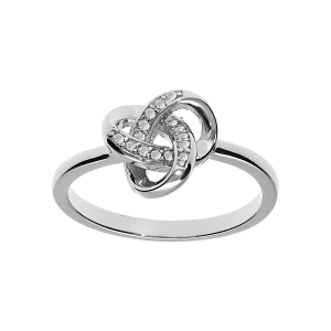 BAGUE ARGENT RHODIÉ NOEUD OXYDES BLANCS SERTIS
