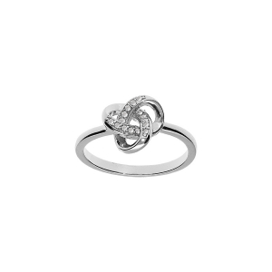 BAGUE ARGENT RHODIÉ NOEUD OXYDES BLANCS SERTIS