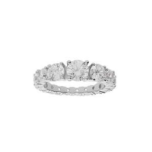 BAGUE ARGENT RHODIÉ OXYDES BLANCS SERTIS EN CHUTE