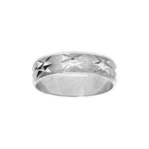 BAGUE ARGENT RHODIÉ 6MM DIAMANTÉE ÉTOILE